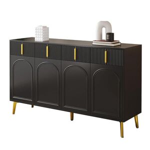 OKWISH KOMODA 140/38/82 cm čierna z MDF so 4 dvierkami, 4 zásuvkami a nastaviteľnými policami vyobraziť
