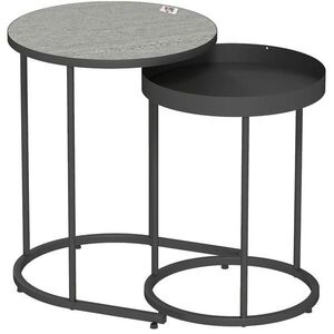 OKWISH SADA príručných stolíkov 42/42/54 a 36, 5/36, 5/48, 5 cm sivá stohovateľná z kovu vyobraziť