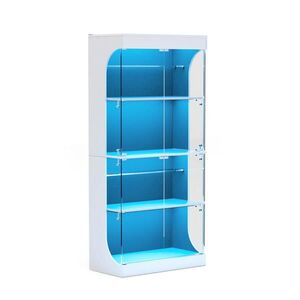 OKWISH VITRÍNA 35/80/165 cm biela zo skla a drevotriesky s LED osvetlením, nabíjacou stanicou a senzorom pohybu vyobraziť