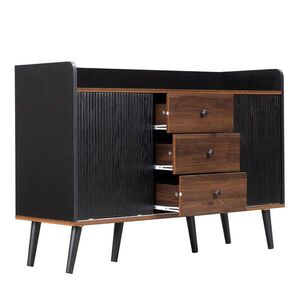 OKWISH KOMODA 117, 5/40/80 cm čierna a v drevodekore z MDF a drevotriesky s posuvnými dverami a 3 zásuvkami vyobraziť