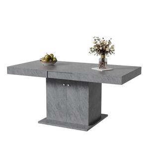 OKWISH JEDÁLENSKÝ stôl 140/80/76 cm sivý rozkladací z drevotriesky s úložným priestorom vyobraziť