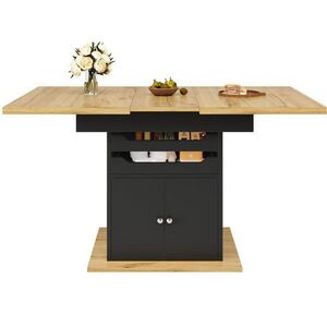 OKWISH JEDÁLENSKÝ stôl 110-140/80/76 cm čierny z MDF rozkladací s úložným priestorom a zásuvkami vyobraziť