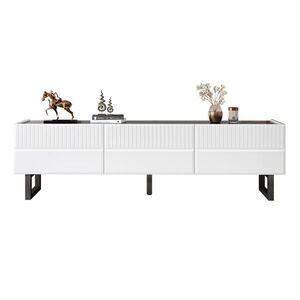 OKWISH TV skrinka 170/35/47 cm čierno-biela z MDF a drevotriesky s tromi zásuvkami a lesklou doskou vyobraziť