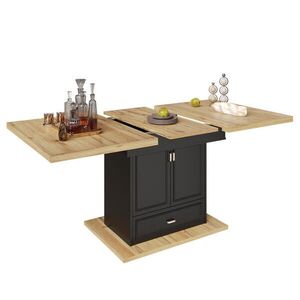 OKWISH JEDÁLENSKÝ stôl 110–140/80/75 cm prírodná farba rozkladací s úložným priestorom z MDF a kovu vyobraziť