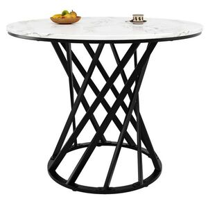 OKWISH JEDÁLENSKÝ stôl 80/80/76 cm čierno-biely z MDF a kovu s nastaviteľnými nožičkami vyobraziť