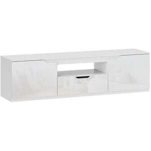 OKWISH TV stolík 160/38/43 cm biely s káblovým manažmentom a úložným priestorom z dreva vyobraziť