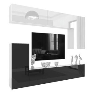 B BELINI GROUP NÁSTENNÁ skrinka do obývačky Milano 8, čierna vysoký lesk/biela vysoký lesk, 250 cm, bez úchytiek vyobraziť