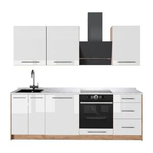 Vicco KUCHYNKA Fame-Line, Biely vysoký lesk/Dub Goldkraft, 230 cm, AP Marble vyobraziť