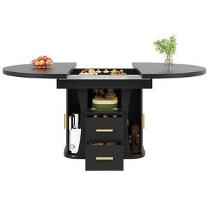 OKWISH JEDÁLENSKÝ stôl 118-158/118/77 cm čierny rozkladací z MDF pre až 6 osôb vyobraziť