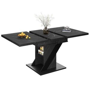 OKWISH JEDÁLENSKÝ stôl 110-140/80/75 cm čierny rozkladací z MDF a kovu vyobraziť