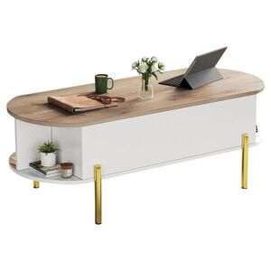STILVORA KONFERENČNÝ STOLÍK drevený a biely s výškovo nastaviteľnou doskou, Š120/H50/V43 cm vyobraziť