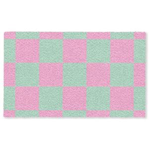 MuchoWow ROHOŽKA Šachovnicový vzor - zelená - ružová - kocky 150x90 cm vyobraziť