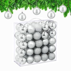 Relaxdays VIANOČNÉ GULE Strieborná 50-dielna sada plast 7x6 cm vyobraziť