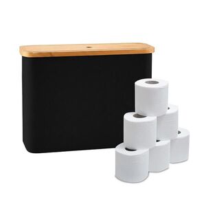 Relaxdays ZÁSOBNÍK Čierny na toaletný papier 12 roliek bambus vyobraziť