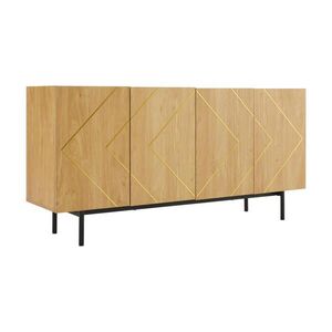 Urban Meuble KOMODA, 4 dverami, kov-inlay, bezúchytové design, naturholz vielseitige kommode beistellschrank vyobraziť