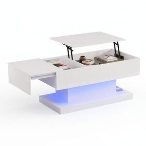 Urban Meuble KONFERENČNÝ STOLÍK biely vysoký lesk s úložný priestor & Lift-Top vyobraziť