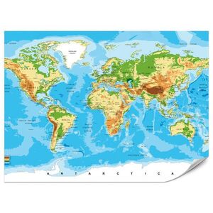 Muralo FOTOTAPETA Pre Obývačku Fyzická Mapa Sveta Nápisy 100 x 70 cm vyobraziť
