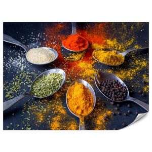 Muralo FOTOTAPETA Pre Kuchyňu Lyžice S Korením Orientálne Curry Kurkuma Korenie 100 x 70 cm vyobraziť