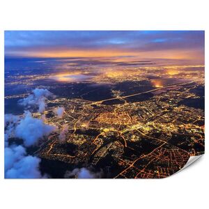 Muralo FOTOTAPETA Pre Obývaciu Izbu Vtáčia Perspektíva Osvetlené Mesto Panoráma 300 x 210 cm vyobraziť