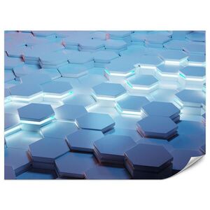 Muralo FOTOTAPETA Pre Mládežnícku Izbu Modré Neónové Šesťuholníky Tvary Geometria 350 x 256 cm vyobraziť