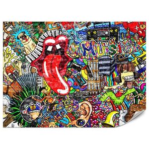 Muralo FOTOTAPETA Pre Študentskú Izbu GRAFFITI Hudba Abstrakcia Farebná 400 x 280 cm vyobraziť