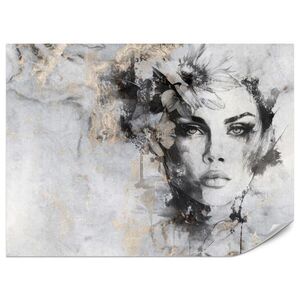 Muralo FOTOTAPETA Pre Obývačku Žena Portrét Betón Kvety Moderný 350 x 256 cm vyobraziť