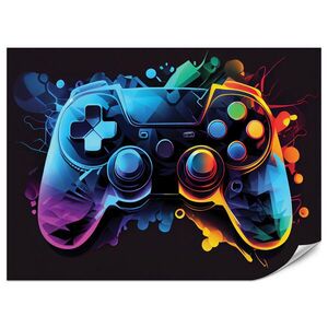 Muralo FOTOTAPETA Pre Detskú Izbu Gamepad Farebný Abstrakcia Gaming Moderný 300 x 210 cm vyobraziť
