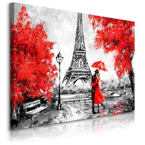 Muralo OBRAZ NA PLÁTNE Romantický Paríž Eiffelova Veža Stromy Maľba 100 x 70 cm vyobraziť