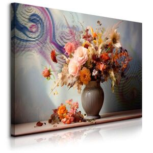 Muralo OBRAZ NA PLÁTNE do Obývačky Ornamenty Kytica Kvetov vo Váze 90 x 60 cm vyobraziť