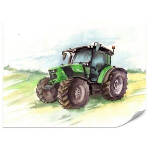 Muralo FOTOTAPETA Pre Detskú Izbu Akvarel Zelený Traktor Pole 450 x 315 cm vyobraziť