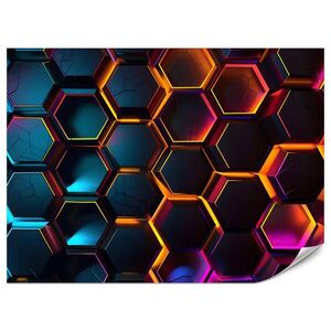 Muralo FOTOTAPETA Pre Mládežnícku Izbu Čierne Neónové Šesťuholníky 300 x 210 cm vyobraziť