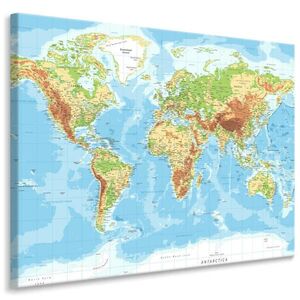 Muralo OBRAZY NA PLÁTNĚ Barevná Politická Mapa Světa 70 x 50 cm vyobraziť