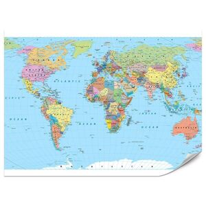 Muralo FOTOTAPETA Pre Obývaciu Izbu Politická Mapa Sveta Kontinenty 500 x 350 cm vyobraziť
