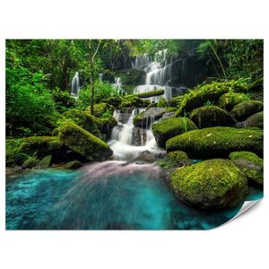 Muralo FOTOTAPETA Pre Kuchyňu Vodopád Džungľa Stromy Kamene Tropická 100 x 70 cm vyobraziť