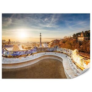 Muralo FOTOTAPETA Pre Obývaciu Izbu Východ Slnka Barcelona Pamiatky 150 x 105 cm vyobraziť