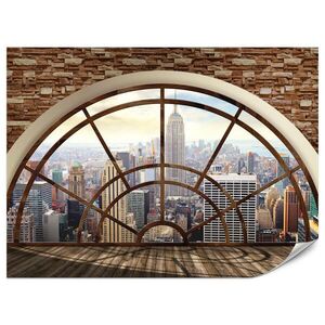 Muralo FOTOTAPETA Pre Obývačku New York Výhľad Z Okna Panoráma Mesto 150 x 105 cm vyobraziť