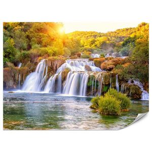 Muralo FOTOTAPETA Pre Jedáleň Vodopád Východ Slnka Ranné Svetlo Stromy 500 x 350 cm vyobraziť