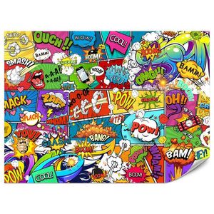 Muralo FOTOTAPETA Pre Študentskú Izbu Komiks Farebné Texty Dym Pery 150 x 105 cm vyobraziť