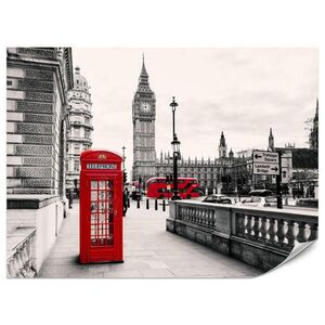 Muralo FOTOTAPETA Pre Obývačku Červená Telefónna Budka Londýn Big Ben Autobus 450 x 315 cm vyobraziť