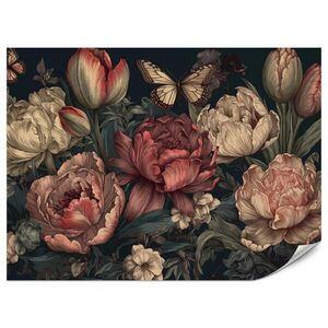 Muralo FOTOTAPETA Pre Spálňu Pivónie Tulipány Vintage Kvety Ružová Príroda 150 x 105 cm vyobraziť