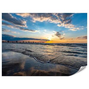 Muralo FOTOTAPETA Pre Obývaciu Izbu Západ Slnka Mólo Romantika More 450 x 315 cm vyobraziť