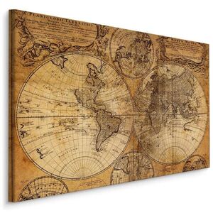 Muralo OBRAZ NA PLÁTNE do Obývačky Stará Mapa Sveta Retro Vintage Štýl 120 x 80 cm vyobraziť