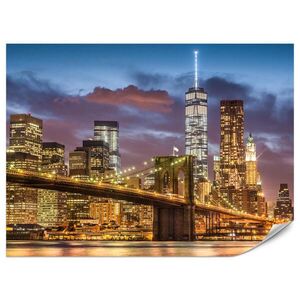 Muralo FOTOTAPETA Pre Obývaciu Izbu New York Noc Brooklynský Most Mrakodrapy 350 x 256 cm vyobraziť