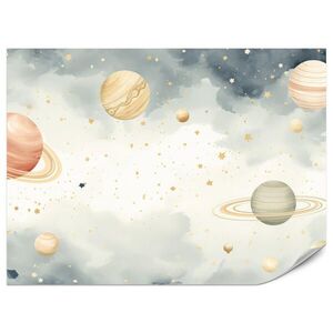 Muralo FOTOTAPETA Pre Detskú Izbu Pastelové Planéty Saturn Urán Hviezdy 200 x 140 cm vyobraziť