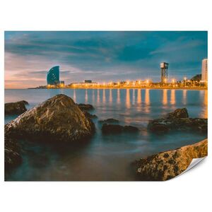 Muralo FOTOTAPETA Pre Obývaciu Izbu Barcelona Pobrežie Noc More 350 x 256 cm vyobraziť