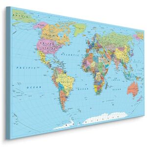 Muralo OBRAZ NA PLÁTNE Politická Mapa Sveta 90 x 60 cm vyobraziť