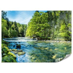 Muralo FOTOTAPETA Pre Obývaciu Izbu Krajina Kamenná Rieka Les Stromy 150 x 105 cm vyobraziť