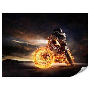 Muralo FOTOTAPETA Pre Mládežnícku Izbu Muž Horiaci Motocykel Šport Noc 200 x 140 cm vyobraziť