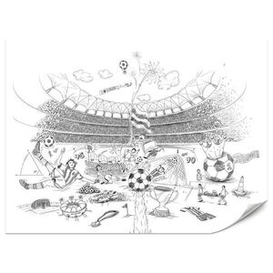 Muralo FOTOTAPETA Pre Detskú Izbu Futbalový Štadión Skica Hráč Lopta Pohár Šport 500 x 350 cm vyobraziť