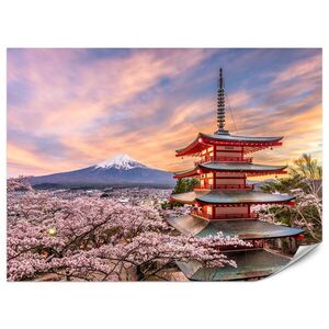 Muralo FOTOTAPETA Pre Obývaciu Izbu Japonská Pagoda Jar Západ Slnka 350 x 256 cm vyobraziť